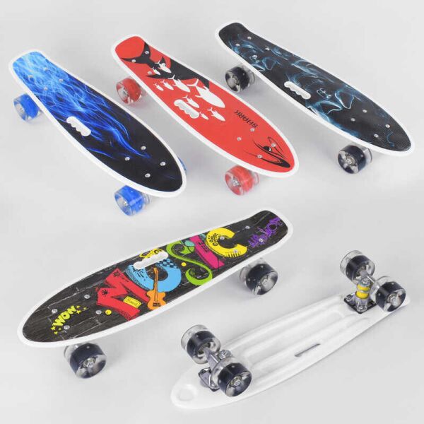

Скейт Пенни борд С 70822 (8) Best Board, ВЫДАЁТСЯ ТОЛЬКО МИКС ВИДОВ, 4 вида, дека с ручкой, подшипники ABEC-7, колеса СВЕТЯЩИЕСЯ PU d=6см