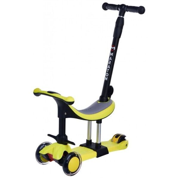 

Трехколесный самокат 5в1 детский сидение и родительская ручка Maraton Credo 2 Желто черный (sa320)