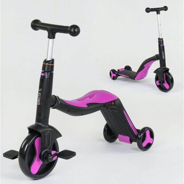 

Самокат велобег велосипед 3в1 Best Scooter Черно Розовый (ckm412)