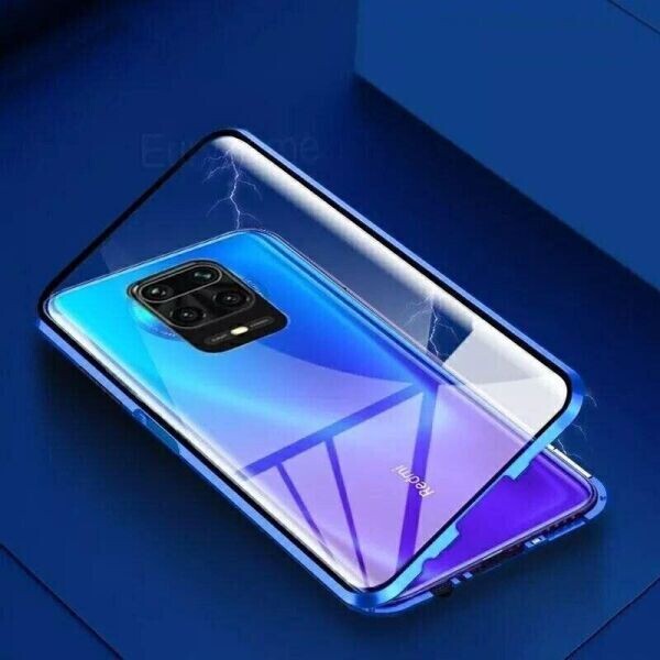 

Чехол магнитный с защитным стеклом для Xiaomi Redmi Note 9s / Note 9 Pro цвет Синий (085368)