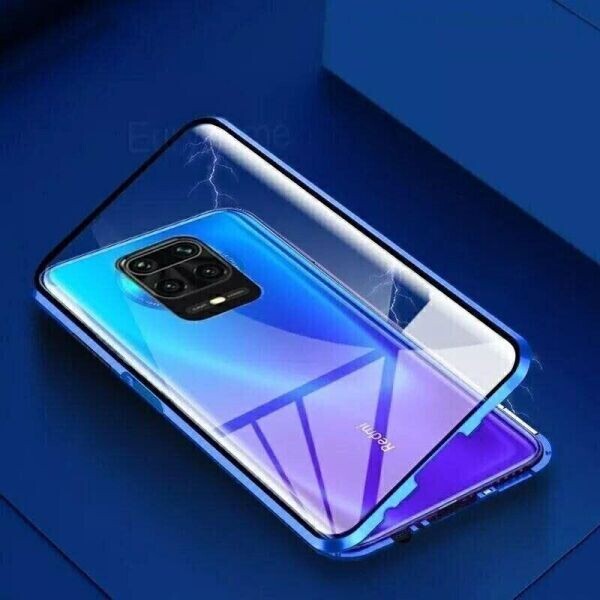 

Чехол магнитный с защитным стеклом для Xiaomi Redmi 10X / Note 9 цвет Синий (085568)