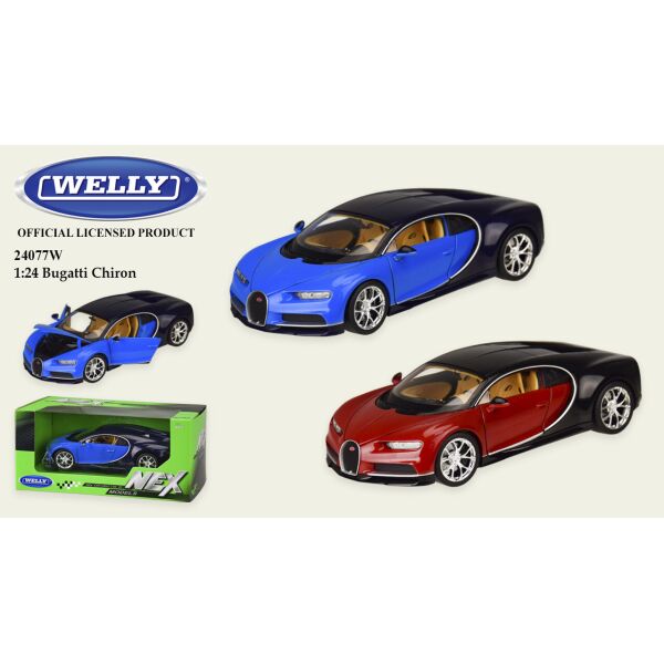 

Машина метал "WELLY"1:24 BUGATTI CHIRON,откр.двери,капот,2 цвета,в кор.23*11*10 см, 18.5*8*5см /24-4/