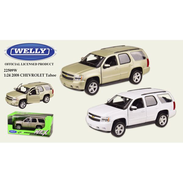 

Машина метал "WELLY"1:24 CHEVROLET TAHOE,откр.двери,2 цвета,в кор.23*11*10см, 19*7.5*7.5см /24-4/