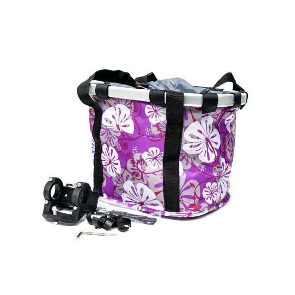 

Велосумка -корзина на руль 30x25x25cm фиолетовая с белыми цветами BRAVVOS CK-082