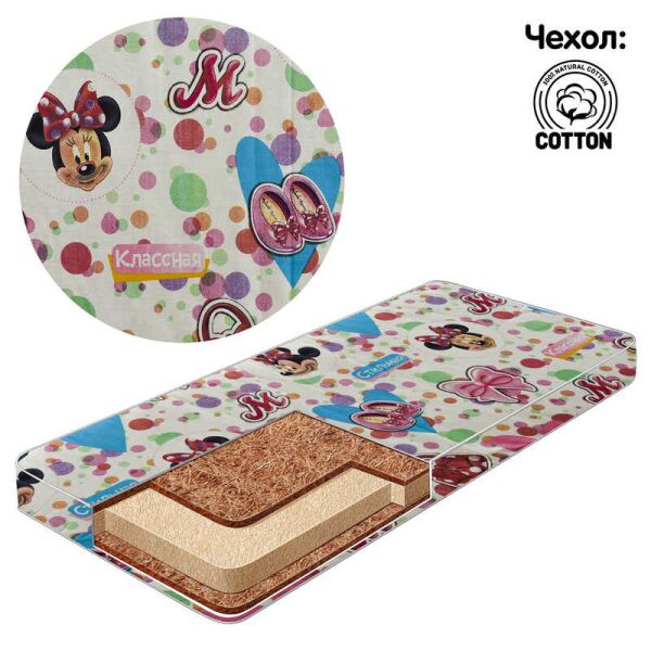 

гр Матрас кокос - поролон - кокос - хлопок №1 - Микки Маус 22314 - цвет бежевый ТМ Беби-Текс