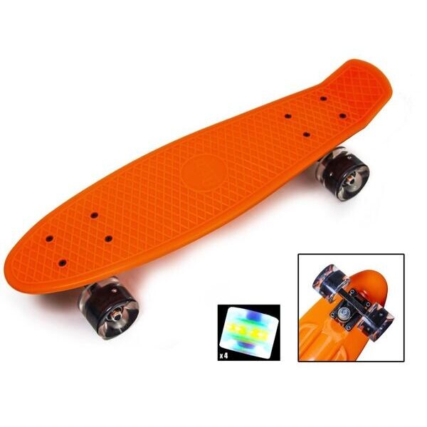 

Детский скейт Пенни Борд Penny Board Zippy Светятся колеса Оражневый 54см (ZL5)