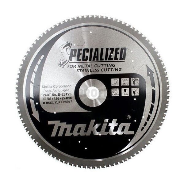 

Пильный диск по нержавеющей стали Makita SPECIALIZED 305x25,4 мм 100T (B-23123)