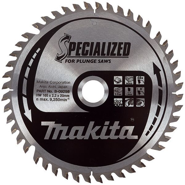

Пильный диск Makita для погружных пил SPECIALIZED 165x20 мм 48T (B-09298)