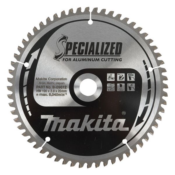

Пильный диск Makita для алюминия 190х20 мм 60 зубьев (B-09612)