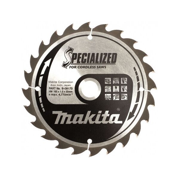 

Пильный диск Makita SPECIALIZED 165х20 мм 24 зуба (B-09173)