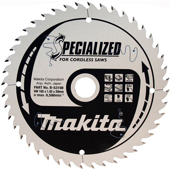 

Пильный диск Makita SPECIALIZED 165x20 мм 44T (B-53198)