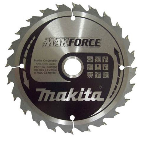 

Пильный диск Makita MAKForce 160 мм 24 зуба (B-08296)