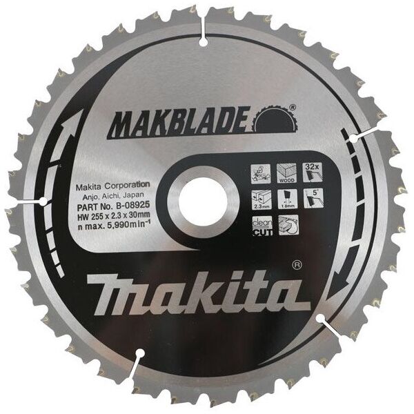 

Пильный диск Makita MAKBlade 255 мм 32 зуба (B-08925)