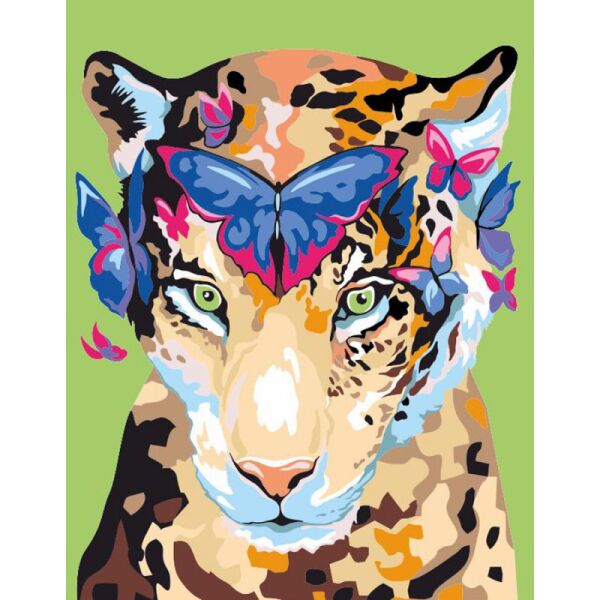 

Картина по номерам Rosa Jaguar and butterflies 35х45см N0001360