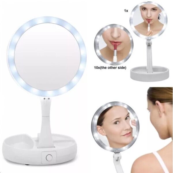 

Увеличительное косметическое зеркало для макияжа с led подсветкой swivel brite