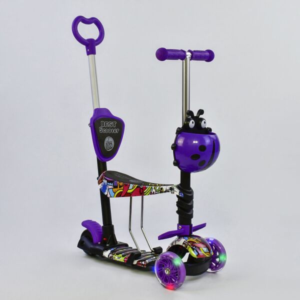 

Самокат BEST SCOOTER 13400 5в1 фиолетовый (колеса светятся)