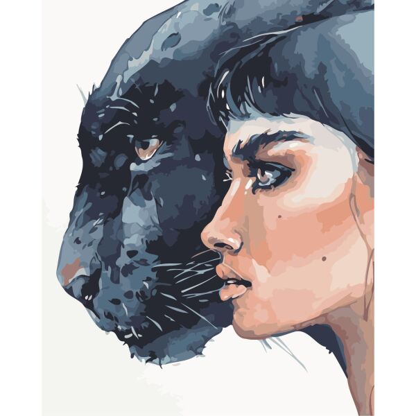 

Картина по номерам ArtStory Девушка и пантера 40*50см