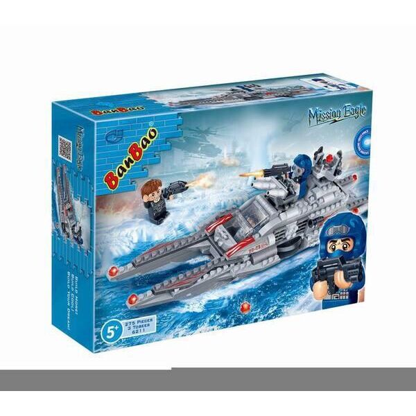 

Конструктор BANBAO 6211 военный катер, фигурки 3 шт., 27 5дет., Кор., 33-24-7 см