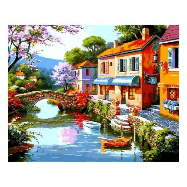 

Картина по номерам Дома в доль реки VP1305, Babylon, 40x50 см.