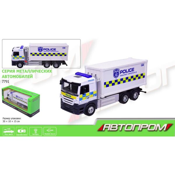 

Машинка мет. АВТОПРОМ АП-7791 (1:50) Грузовик полиция (свет/звук)