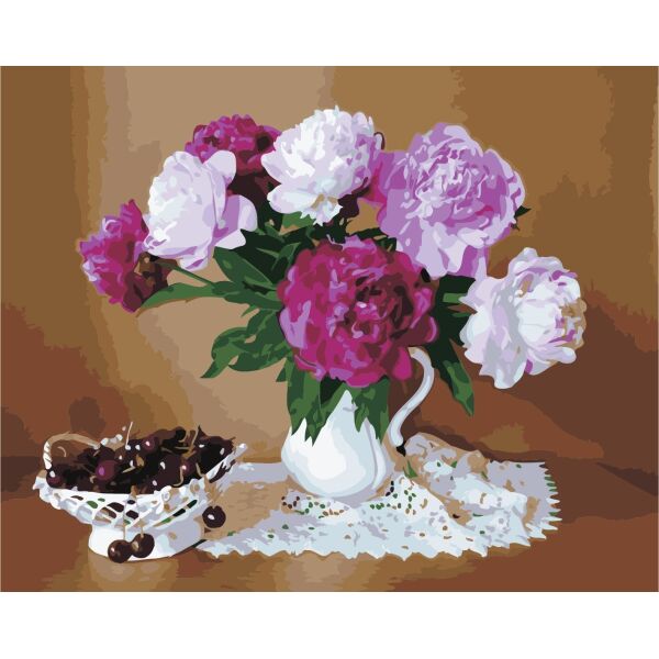 Картина по номерам Натюрморт с пионами 40*50см