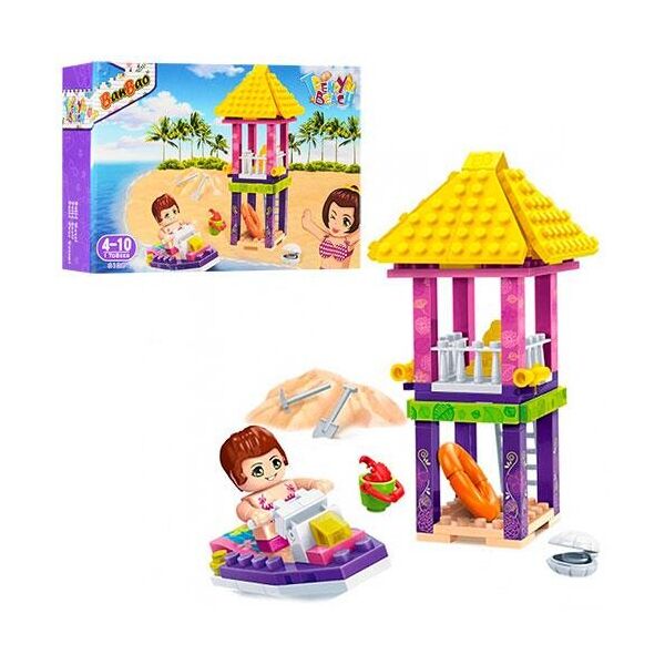 

Конструктор BANBAO 6130 пляжная спасательная вышка, фигурки, 95 дет., Кор., 23-15-5 см