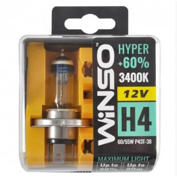 

Галогенная лампа Winso Hyper +60% H4 P43t-38 60/55W 12V 712430 (2 шт.)