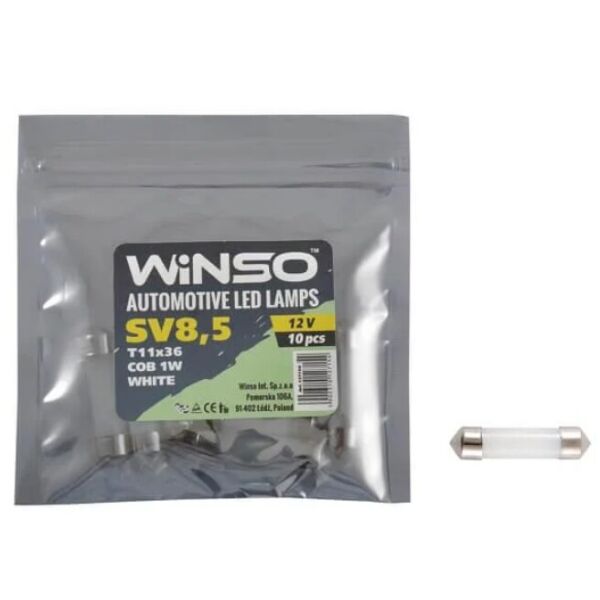 

LED Лампа WINSO 12V COB SV8.5 T11x36 1LED 1W white 127150