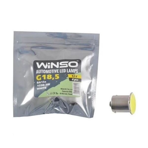 

LED Лампа WINSO 12V COB G18.5 BA15s 1LED 96LM white 127220