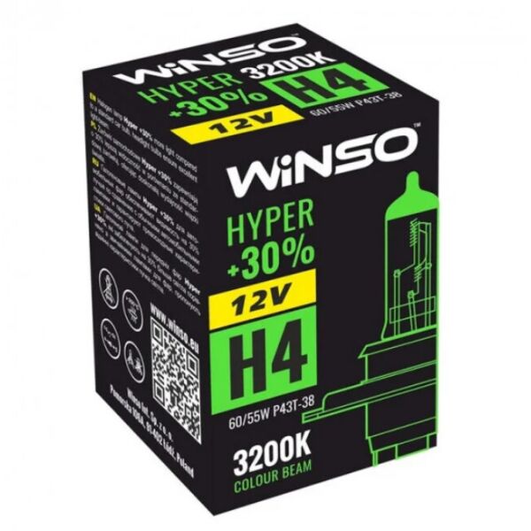 

Галогенная лампа Winso Hyper +30% H4 P43t-38 60/55W 12V 712400
