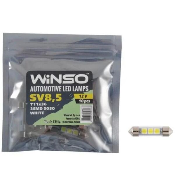 

LED лампа Winso C5W 12V SMD5050 SV8.5 T11x36 127460