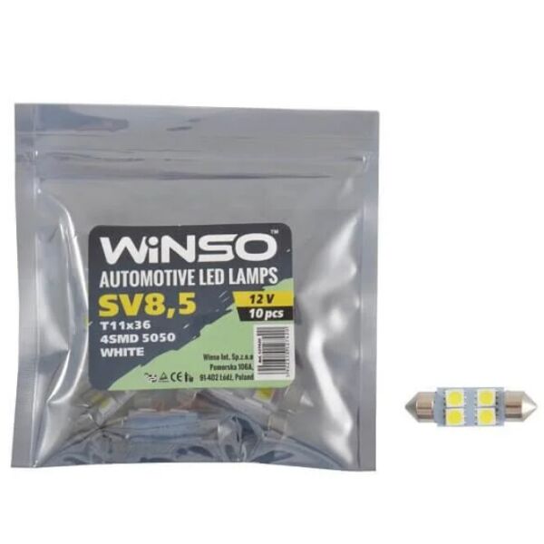 

LED лампа Winso C5W 12V SMD5050 SV8.5 T11x36 127420