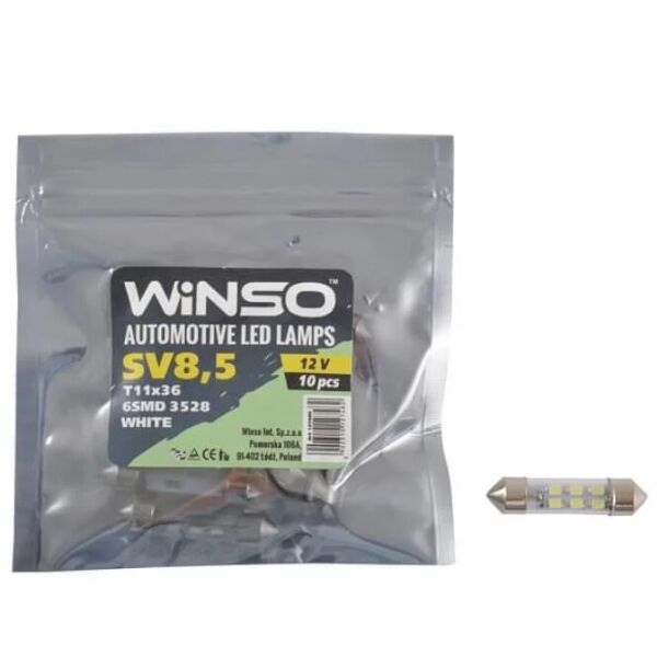 

LED лампа Winso C5W 12V SMD3528 SV8.5 T11x36 127480