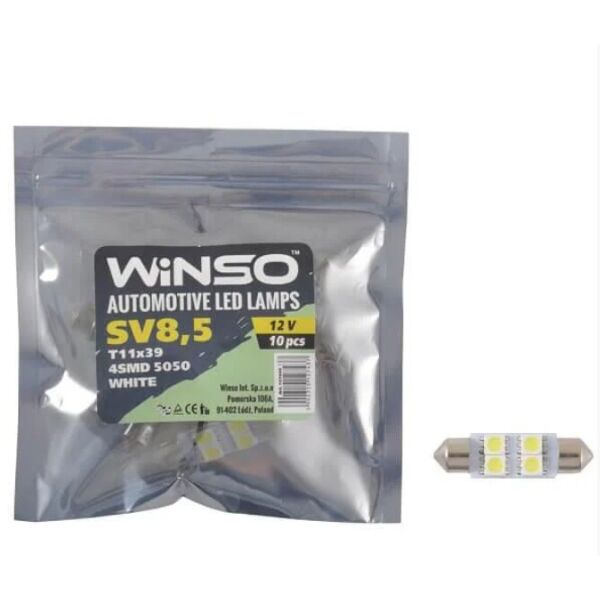 

LED лампа Winso C5W 12V SMD5050 SV8.5 T11x39 127430