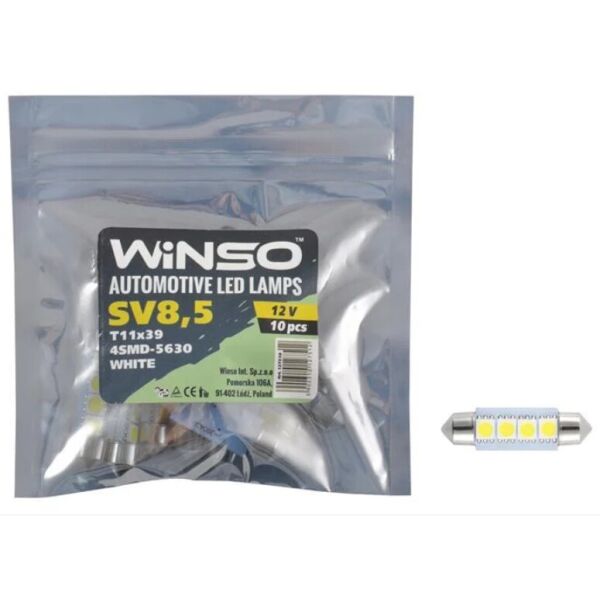 

LED лампа Winso C5W 12V SMD5630 SV8.5 T11x39 127510