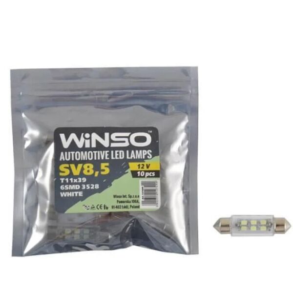 

LED лампа Winso C5W 12V SMD3528 SV8.5 T11x39 127490
