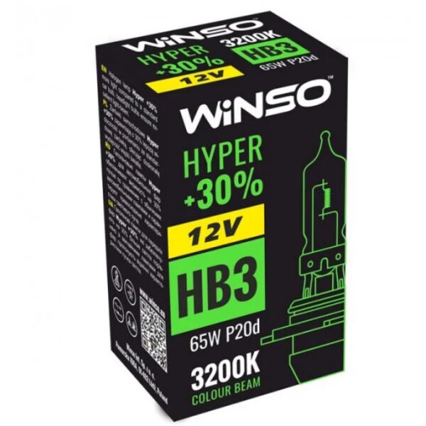

Галогенная лампа Winso Hyper +30% HB3 P20d 65W 12V 712500
