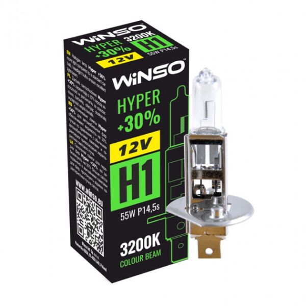 

Галогенова лампа Winso 12V H1 HYPER +30% 55W P14.5s 712100