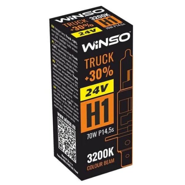 

Галогенная лампа Winso Truck +30% H1 P14.5s 70W 24V 724100