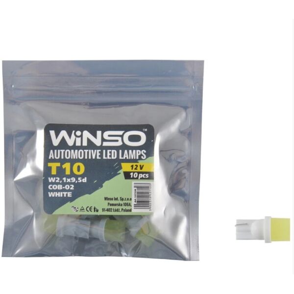 

LED лампа Winso T10 12V COB-02 W2.1x9.5d 127120