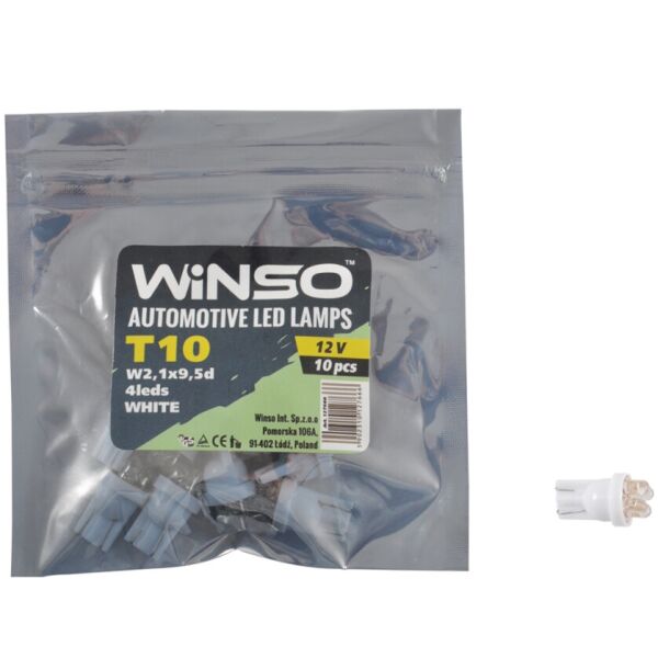 

LED лампа WINSO 12V FLUX T10 W2.1x9.5d 4LEDS white 127660