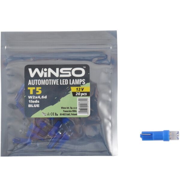 

LED лампа WINSO 12V FLUX T5 W2x4.6d 1LED blue 127610