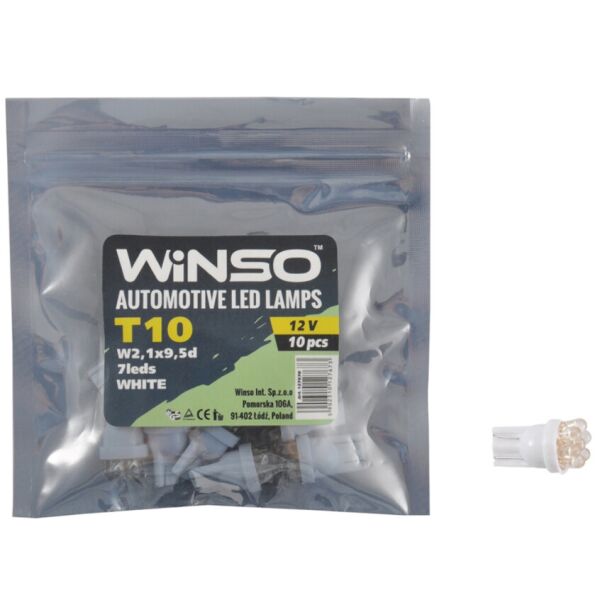 

LED лампа WINSO 12V FLUX T10 W2.1x9.5d 7LEDS white 127670