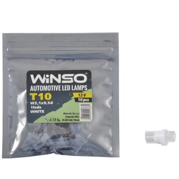 

LED лампа WINSO 12V 12V FLUX T10 W2.1x9.5d 1LED white 127630