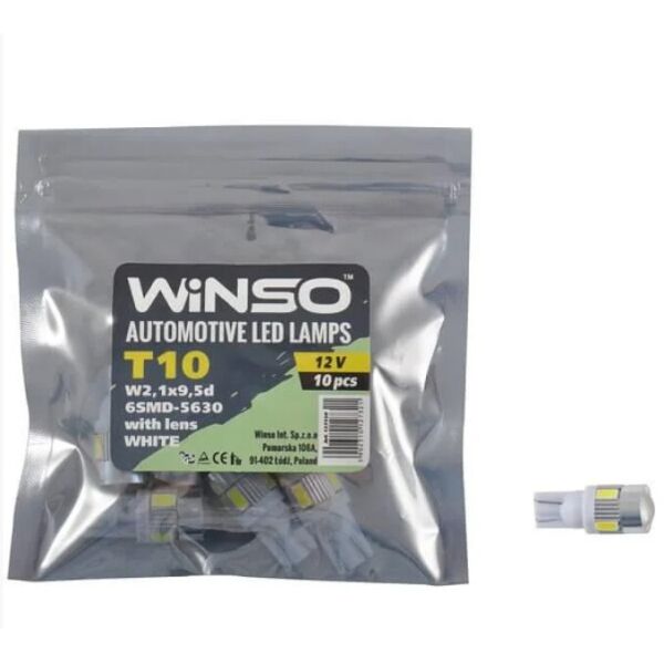 

LED лампа Winso T10 12V SMD5630 W2.1x9.5d lens 127320
