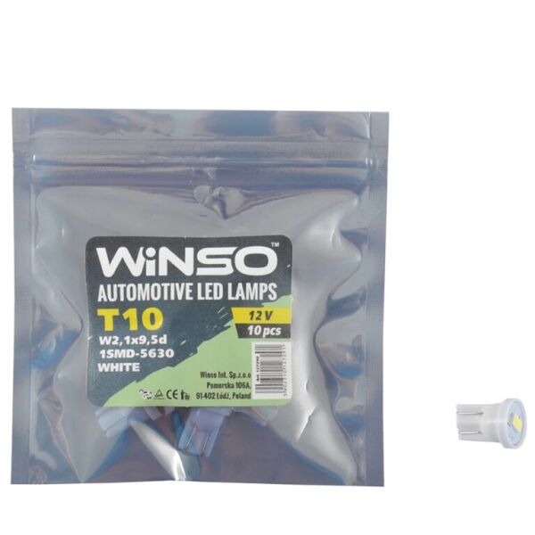 

LED лампа Winso T10 12V SMD5630 W2.1x9.5d 127290