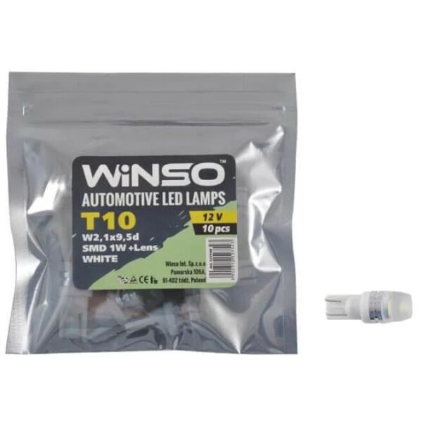 

LED лампа Winso T10 12V SMD W2.1x9.5d Lens 127540