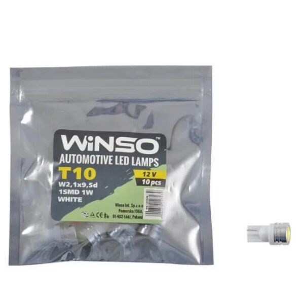 

LED лампа Winso T10 12V SMD W2.1x9.5d 127230