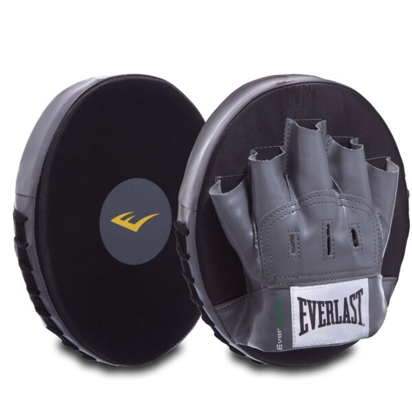 

Лапа прямая круглая кожаная Everlast Punch Mitts, черно-серая