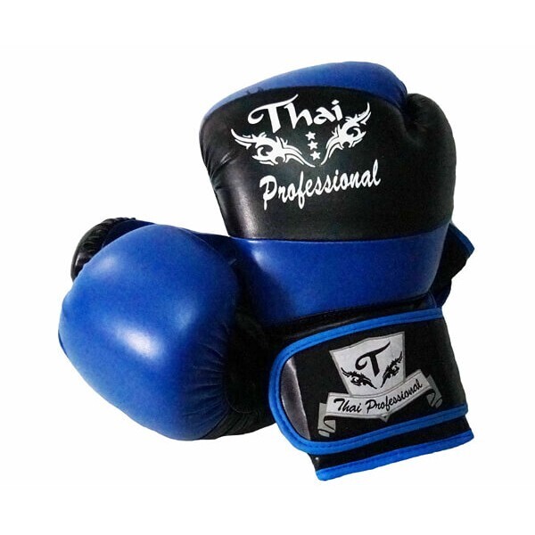 

Боксерские перчатки Thai Professional BG7, черные с синим - 12 oz